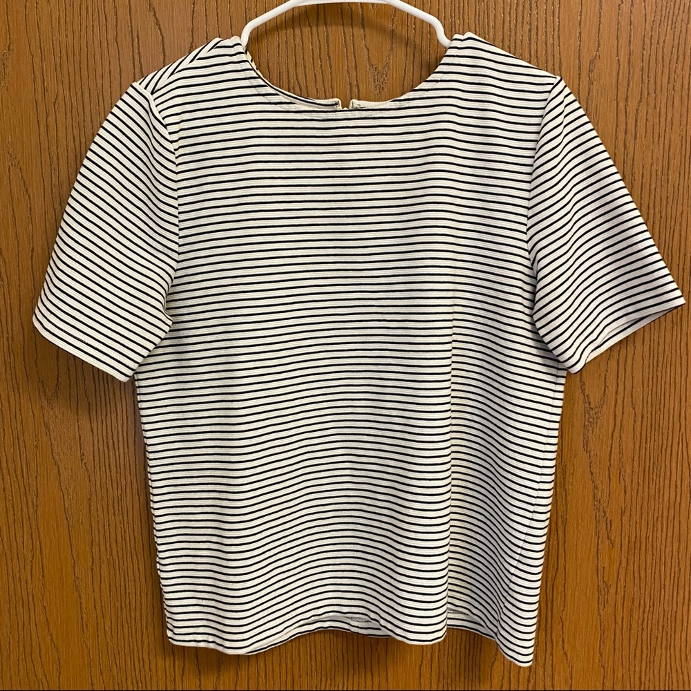 Loft Striped short sleeve Medium Blouse Top thick